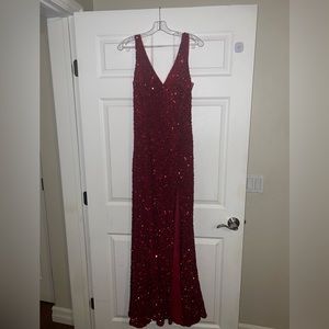 Red sequin prom dress